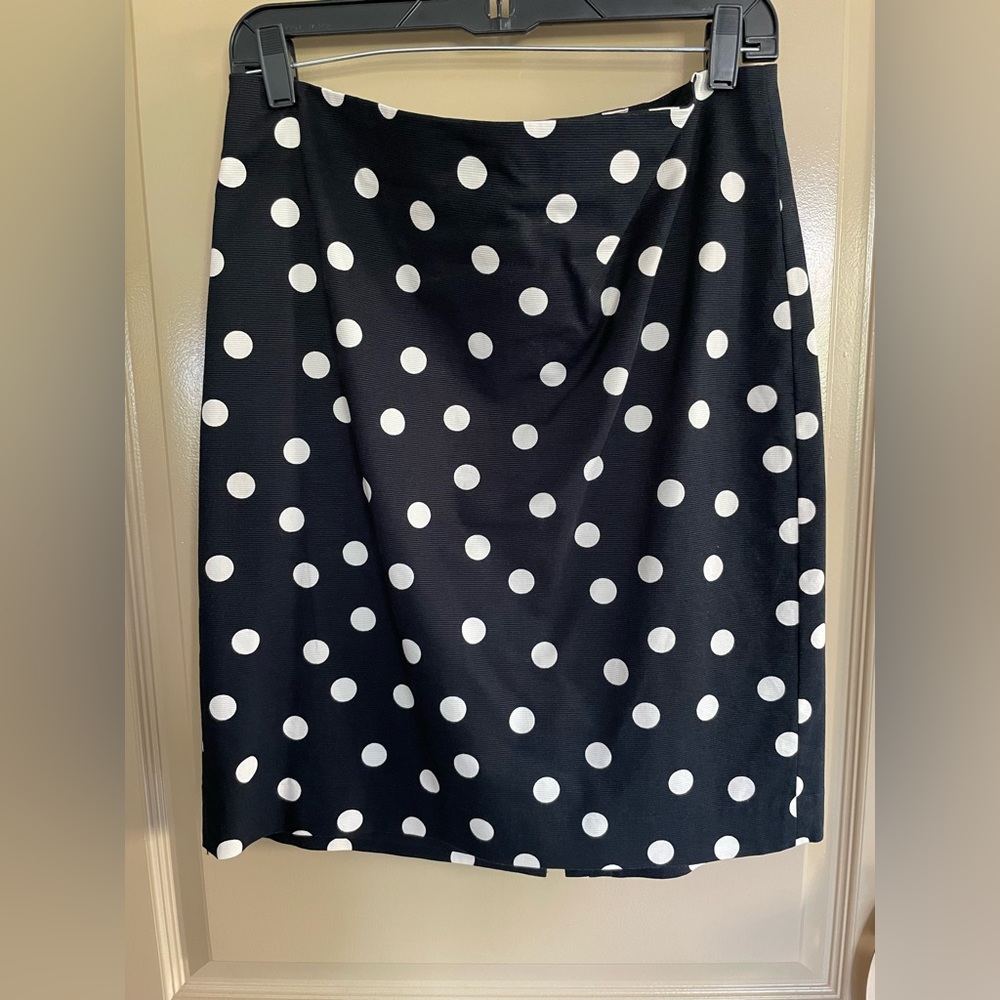 Ann Taylor Classic Polka Dot Pencil Skirt Womens 10P Black And White